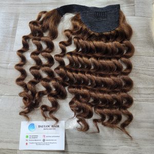 14 curly brown color ponytail extension-min