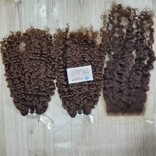 burmese curly red brown bundle closure vietnamese hair