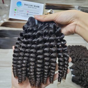 snail curly natural color vietnamese weft hair bundle 3